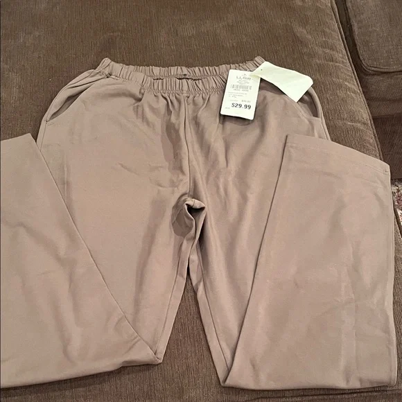 L.L. Bean Brown Elastic Waist Pants color is taupe - Picture 1 of 6